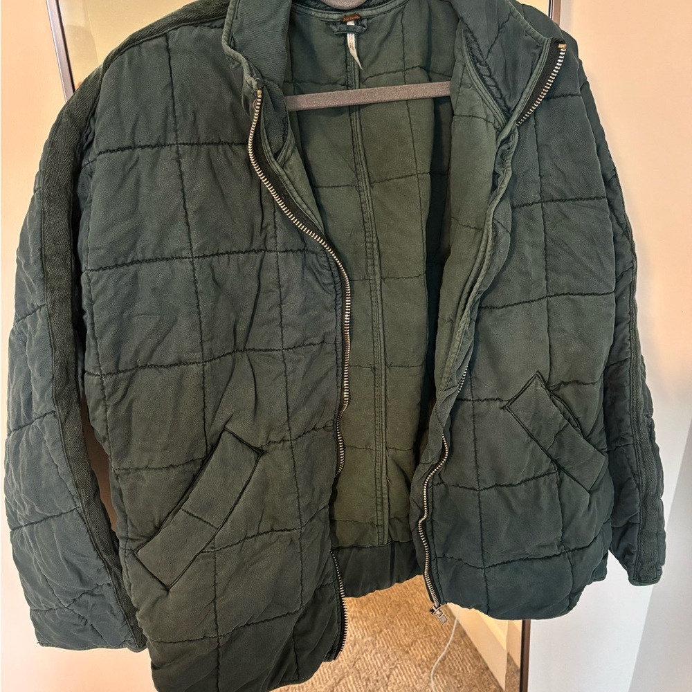 Free People Deep Blue/Green Quilted Puffer Jacket